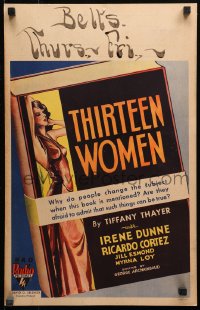 4z0201 THIRTEEN WOMEN WC 1932 cover of source novel with artwork of incredibly sexy woman, rare!