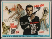 5a0001 FROM RUSSIA WITH LOVE linen British quad 1964 Fratini art of Sean Connery & sexy Bond girls!