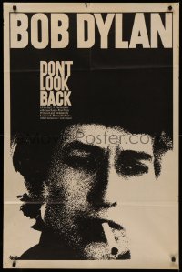 5a0189 DON'T LOOK BACK 1sh 1967 D.A. Pennebaker, super c/u of Bob Dylan with cigarette in mouth!