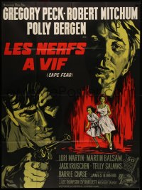 5a0116 CAPE FEAR French 1p 1962 Gregory Peck, Robert Mitchum, classic film noir, cool different art!