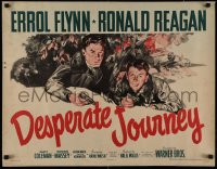 5a0159 DESPERATE JOURNEY 1/2sh 1942 Errol Flynn & Ronald Reagan crash-land during World War II!