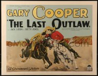 5a0169 LAST OUTLAW 1/2sh 1927 art of young Gary Cooper & Betty Jewel on charging horses, very rare!