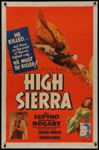 5a0010 HIGH SIERRA 1sh 1941 Humphrey Bogart as Mad Dog Killer Roy Earle, sexy Ida Lupino, rare!