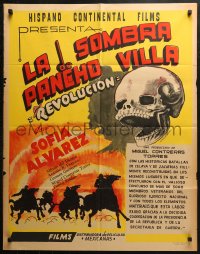 5a0088 REVOLUCION Mexican poster R1950s Efren Delgado art of skull over soldiers on horses, rare!
