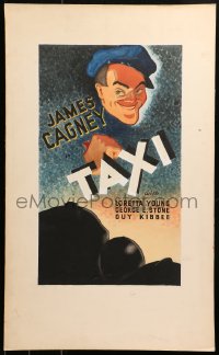 5a0042 TAXI 16x27 original art 1932 great art of James Cagney created for the posters, ultra rare!
