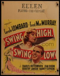 5a0047 SWING HIGH SWING LOW jumbo WC 1937 MacMurray, Carole Lombard, art of Dorothy Lamour, rare!