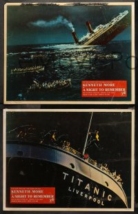 5a0221 NIGHT TO REMEMBER 8 English LCs 1958 Titanic biography, historical sinking ship images!