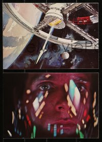 5a0058 2001: A SPACE ODYSSEY group of 4 postcards 1970s Kubrick, three with Bob McCall Cinereama art!