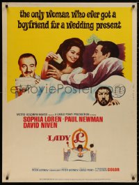 5b0345 LADY L cake style 30x40 1966 cool art of sexy Sophia Loren, Paul Newman & David Niven!