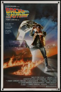 5b0830 BACK TO THE FUTURE NSS style 1sh 1985 art of Michael J. Fox & Delorean by Drew Struzan!