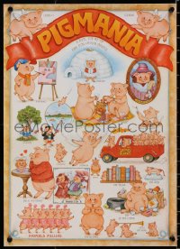 5b0207 PIGMANIA 14x20 commercial poster 1980 real pig-me-up for pun-loving people, wild art!