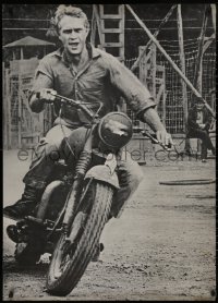 5b0216 STEVE McQUEEN 29x41 commercial poster 1967 image of actor on motorcycle in Great Escape!
