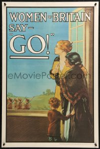 5b0221 WOMEN OF BRITAIN SAY GO 20x30 English commercial poster 1980s reprint of 1915 poster by Kealey!