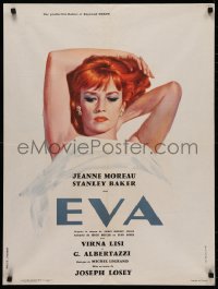 5b0570 EVA French 24x32 1962 Joseph Losey, art of sexy redhead Jeanne Moreau in bed!
