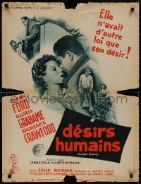 5b0585 HUMAN DESIRE French 24x31 1955 Gloria Grahame born to be bad, kissed & make trouble, Lang!