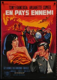 5b0589 IN ENEMY COUNTRY French 22x32 1968 Noel art of Tony Franciosa & Ajanette Comer, WWII!