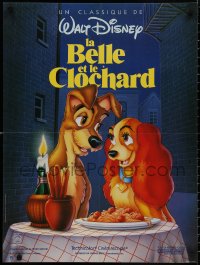 5b0592 LADY & THE TRAMP French 23x31 R1980s Walt Disney, most romantic image from canine dog classic!