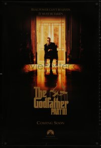 5b0915 GODFATHER PART III heavy stock teaser 1sh 1990 best image of Al Pacino, directed by Francis Ford Coppola