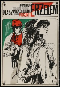 5b0525 SENSO Hungarian 22x33 1967 Luchino Visconti's Senso, art of Alida Valli & Farley Granger!
