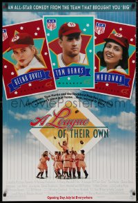 5b0982 LEAGUE OF THEIR OWN advance 1sh 1992 Tom Hanks, Madonna, Davis, women's baseball!