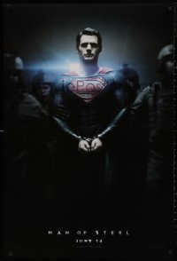 5b1005 MAN OF STEEL teaser DS 1sh 2013 Henry Cavill in the title role as Superman handcuffed!