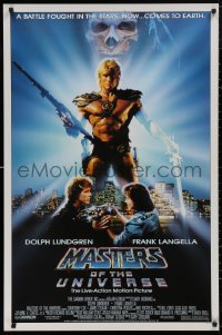5b1011 MASTERS OF THE UNIVERSE 1sh 1987 image of Dolph Lundgren as He-Man & Langella as Skeletor!