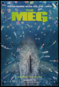 5b1014 MEG teaser DS 1sh 2018 image of giant megalodon and terrified swimmers, pleased to eat you!