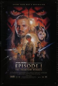 5b1046 PHANTOM MENACE style B fan club 1sh 1999 George Lucas, Star Wars Episode I, Drew Struzan art!
