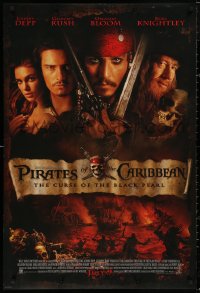 5b1051 PIRATES OF THE CARIBBEAN advance DS 1sh 2003 Geoffrey Rush, Knightley, Johnny Depp & cast!