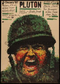 5b0477 PLATOON Polish 26x37 1988 Oliver Stone, different Pagowski art of Vietnam war soldier!