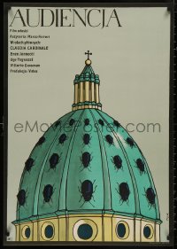 5b0484 PAPAL AUDIENCE Polish 23x33 1973 L'udienza, Cardinale, cool art of bugs on dome by Flisak!