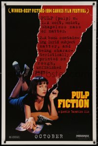 5b1062 PULP FICTION teaser 1sh 1994 Quentin Tarantino, close up of sexy Uma Thurman smoking!