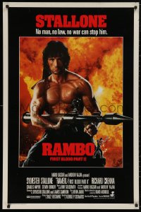5b1065 RAMBO FIRST BLOOD PART II int'l 1sh 1985 no law, no war can stop Sylvester Stallone!