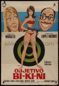 5b0760 OBJETIVO BI-KI-NI Spanish 1969 Jano art of sexy woman with gun + Morales and Vasquez!