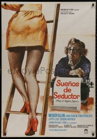 5b0766 PLAY IT AGAIN, SAM Spanish 1973 different Mac Gomez art of Woody Allen by girl on ladder!