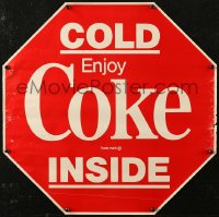 5b0136 COCA-COLA 23x23 advertising poster 1980s Enjoy it Inside - great stop sign design!
