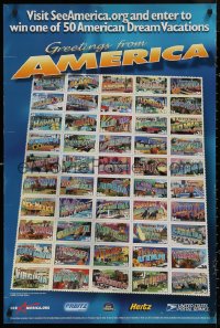 5b0248 GREETINGS FROM AMERICA 24x36 special poster 2002 USPS stamps with art of all 50 states!