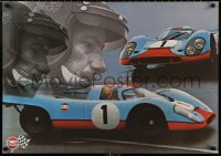 5b0140 GULF PORSCHE 917 2-sided 24x34 Swiss advertising poster 1970s Jo Siffert & schematic of racer!