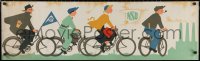 5b0143 NSU 14x46 German advertising poster 1950s great art of many people on bicycles, #6!