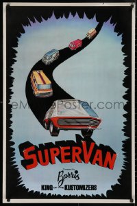 5b0297 SUPERVAN 23x35 special poster 1973 'King of the Kustomizers' on crushed black felt!
