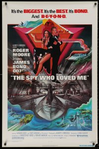 5b1121 SPY WHO LOVED ME 1sh 1977 great art of Roger Moore as James Bond by Bob Peak!