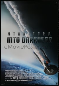 5b1126 STAR TREK INTO DARKNESS advance DS 1sh 2013 Peter Weller, cool image of crashing starship!