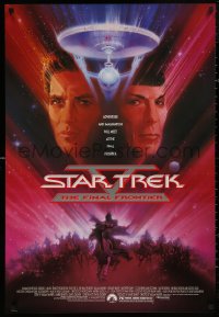 5b1127 STAR TREK V 1sh 1989 The Final Frontier, art of William Shatner & Leonard Nimoy by Bob Peak!