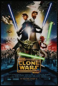 5b1134 STAR WARS: THE CLONE WARS advance DS 1sh 2008 Anakin Skywalker, Yoda, & Obi-Wan Kenobi!
