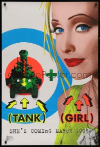 5b1146 TANK GIRL teaser 1sh 1995 Lori Petty, based on the comic strip, cool blacklight design!