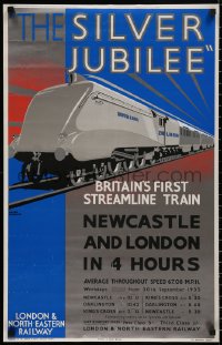 5b0210 SILVER JUBILEE 19x30 English commercial poster 1980s Newbould art of the speeding train!
