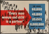 5b0169 EVERY MAN WOMAN & CHILD IS A PARTNER 28x40 WWII war poster 1942 high production goals!