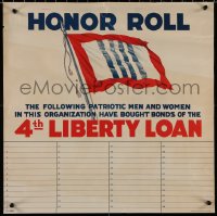5b0156 HONOR ROLL 4TH LIBERTY LOAN 20x20 WWI war poster 1918 cool art of the flag and list of names!