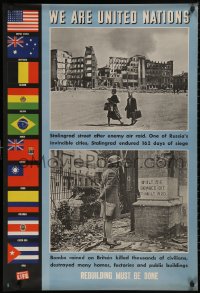 5b0183 WE ARE UNITED NATIONS 27x39 WWII war poster 1944 photographs taken from Life magazine!