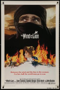 5b1186 WIND & THE LION 1sh 1975 art of Sean Connery & Candice Bergen, directed by John Milius!